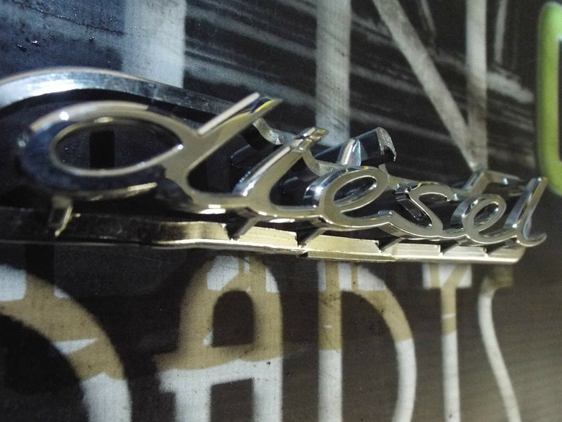 Genuine Porsche "diesel" Script Wing Side Fender Badge Logo Chrome 97055925500